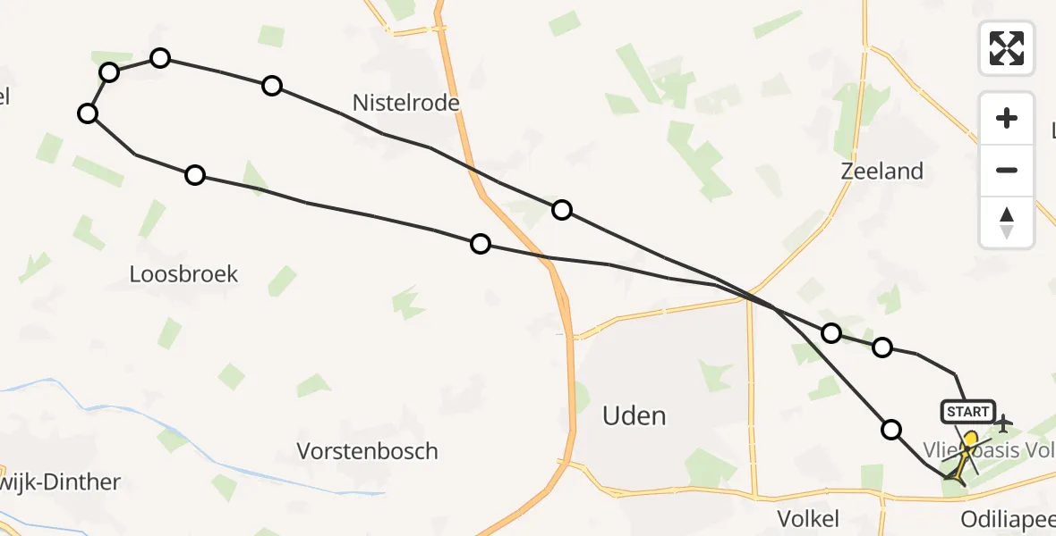 Routekaart van de vlucht: Lifeliner 3 naar Vliegbasis Volkel