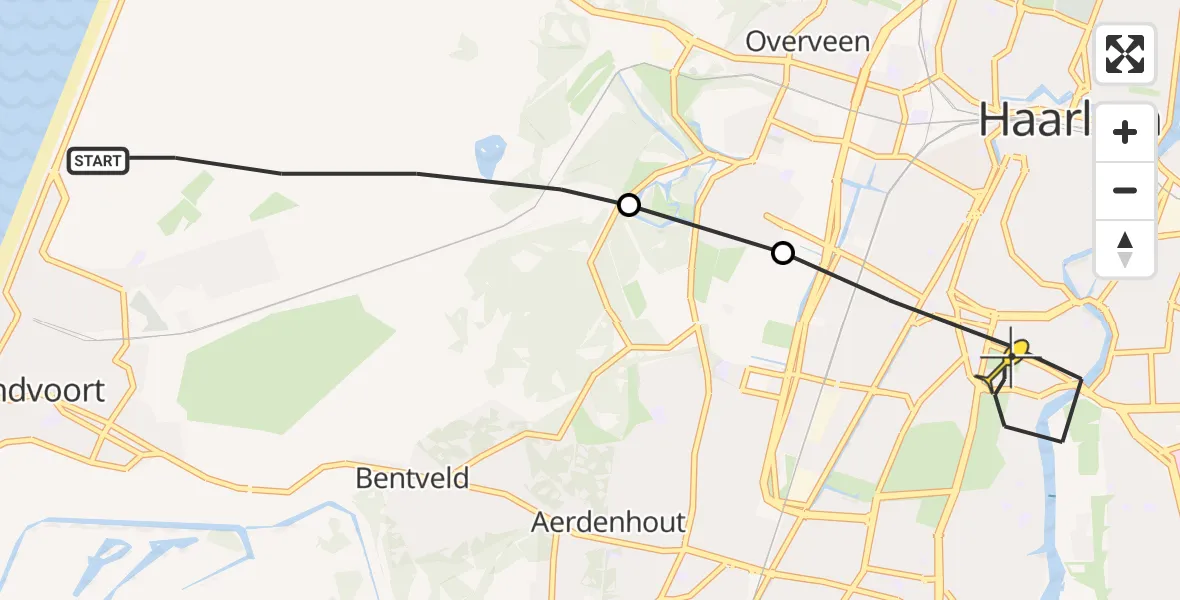 Routekaart van de vlucht: Lifeliner 1 naar Haarlem