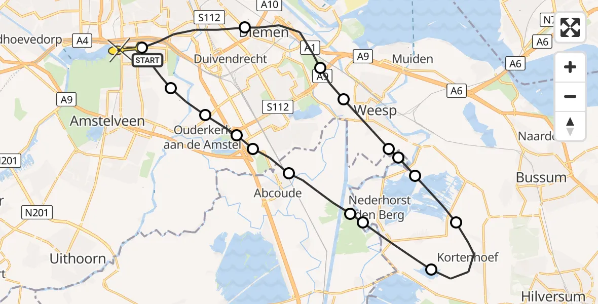 Routekaart van de vlucht: Lifeliner 1 naar VU Medisch Centrum Amsterdam