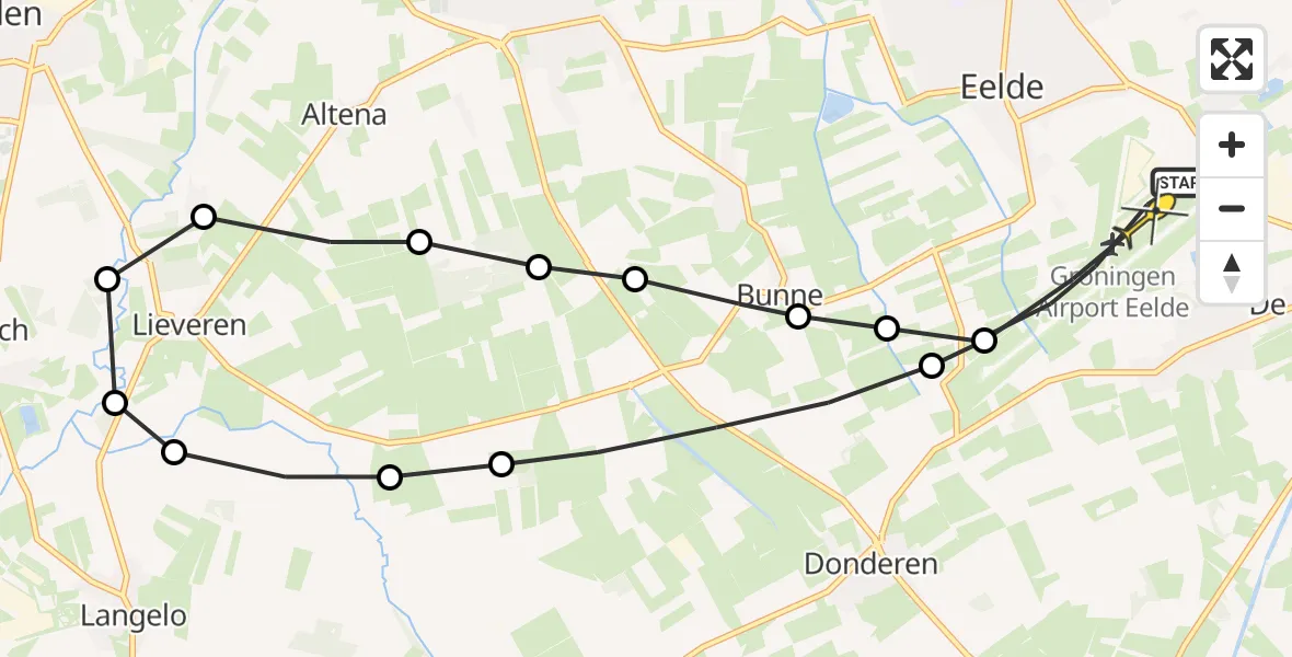 Routekaart van de vlucht: Lifeliner 4 naar Groningen Airport Eelde