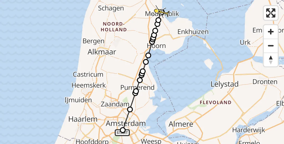 Routekaart van de vlucht: Lifeliner 1 naar Medemblik