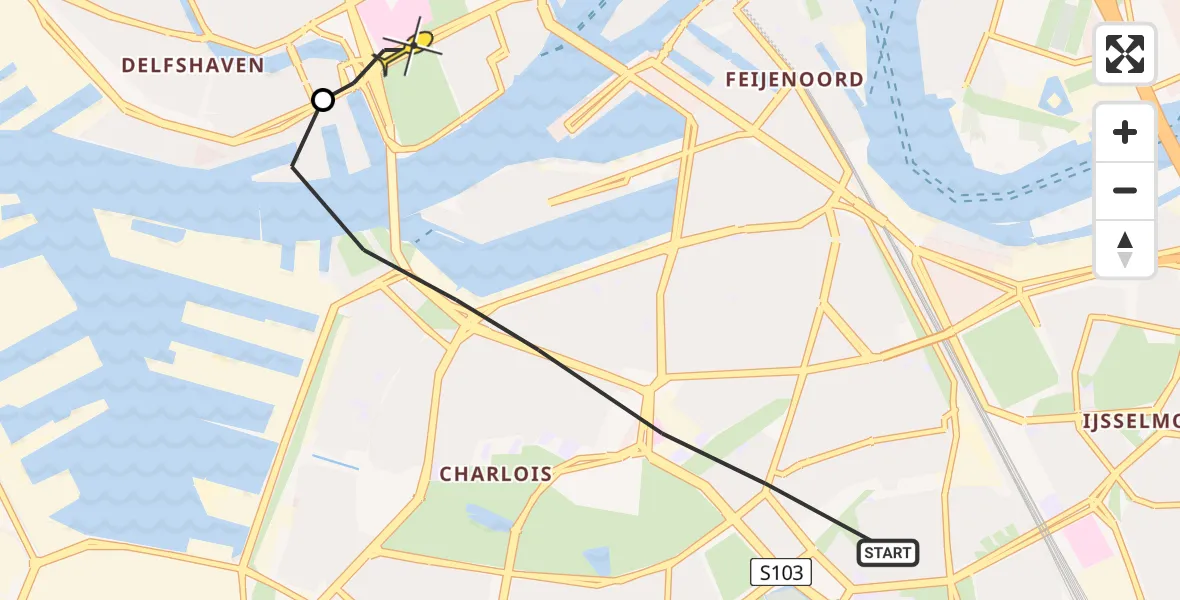 Routekaart van de vlucht: Lifeliner 2 naar Erasmus MC