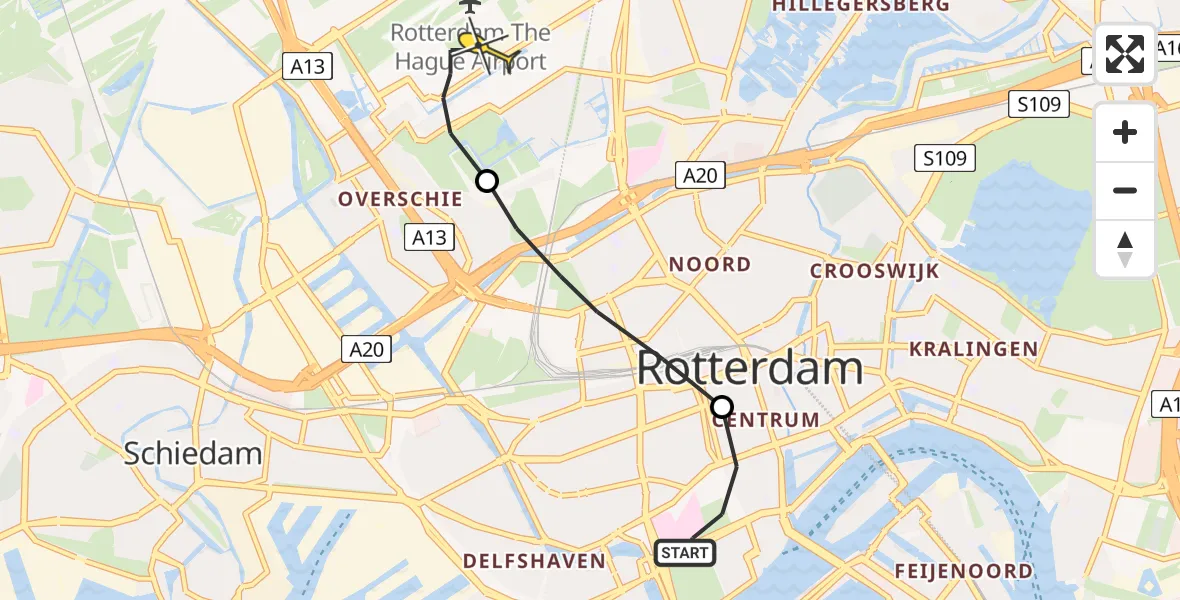 Routekaart van de vlucht: Lifeliner 2 naar Rotterdam The Hague Airport