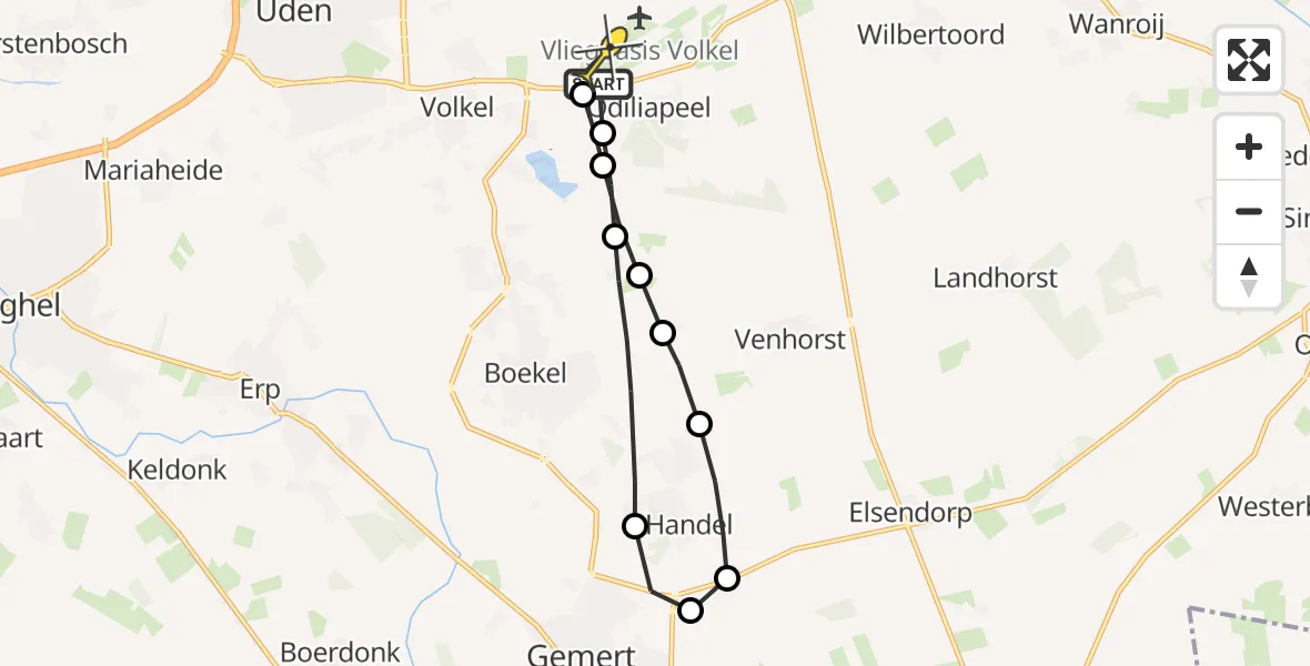 Routekaart van de vlucht: Lifeliner 3 naar Vliegbasis Volkel