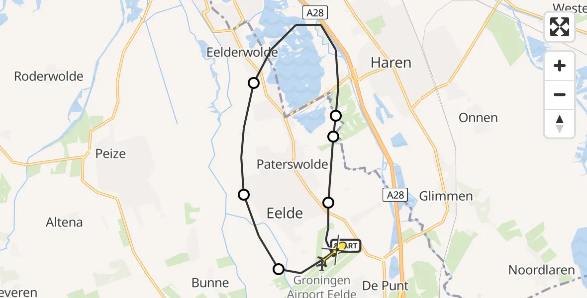 Routekaart van de vlucht: Lifeliner 4 naar Groningen Airport Eelde