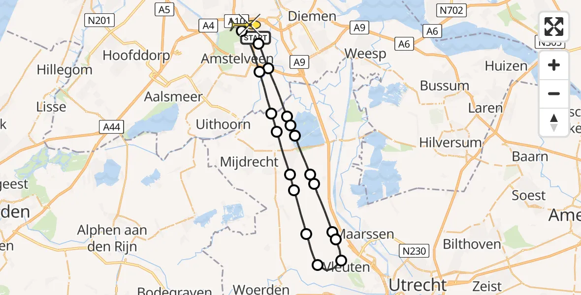 Routekaart van de vlucht: Lifeliner 1 naar VU Medisch Centrum Amsterdam