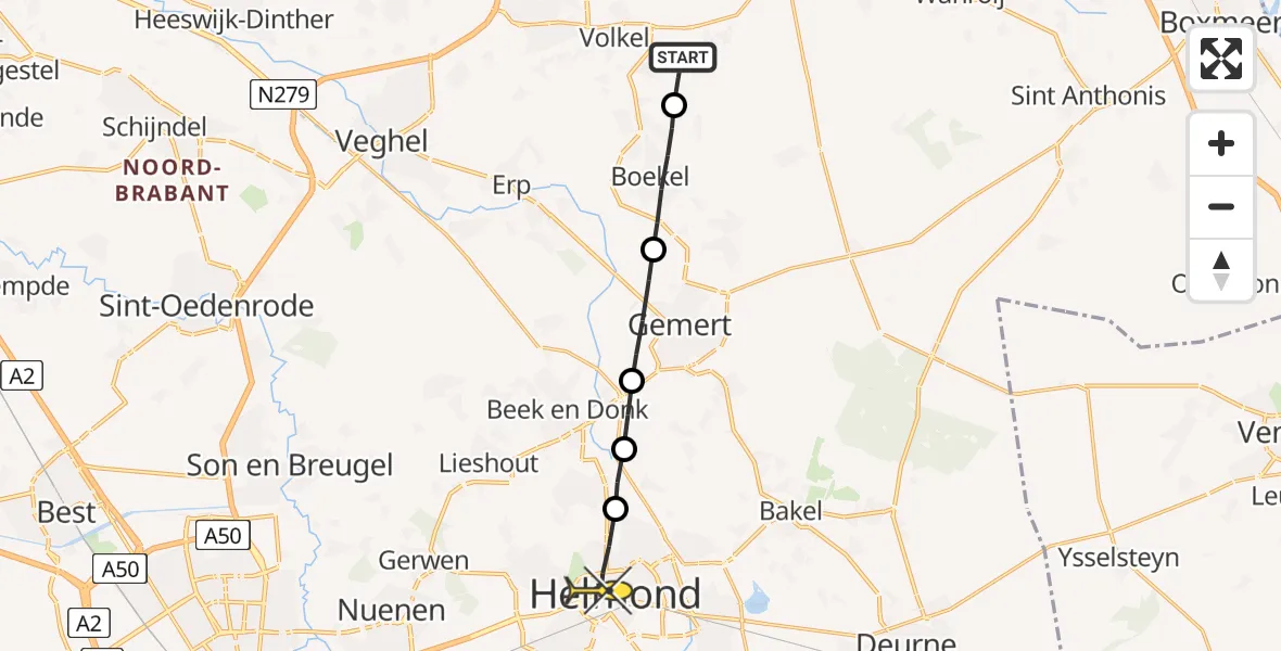 Routekaart van de vlucht: Lifeliner 3 naar Helmond