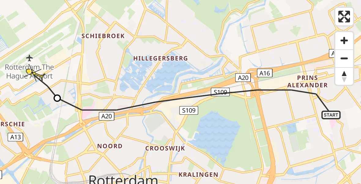 Routekaart van de vlucht: Lifeliner 2 naar Rotterdam The Hague Airport