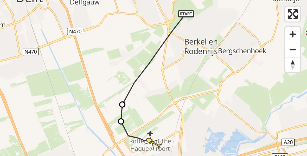 Routekaart van de vlucht: Lifeliner 2 naar Rotterdam The Hague Airport