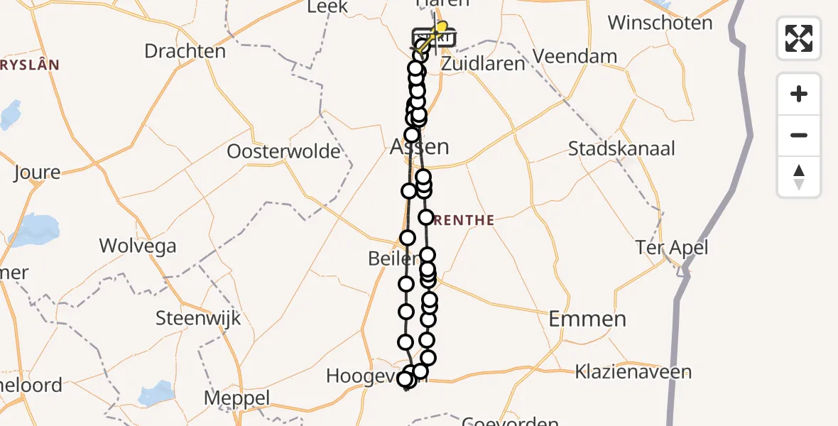 Routekaart van de vlucht: Lifeliner 4 naar Groningen Airport Eelde