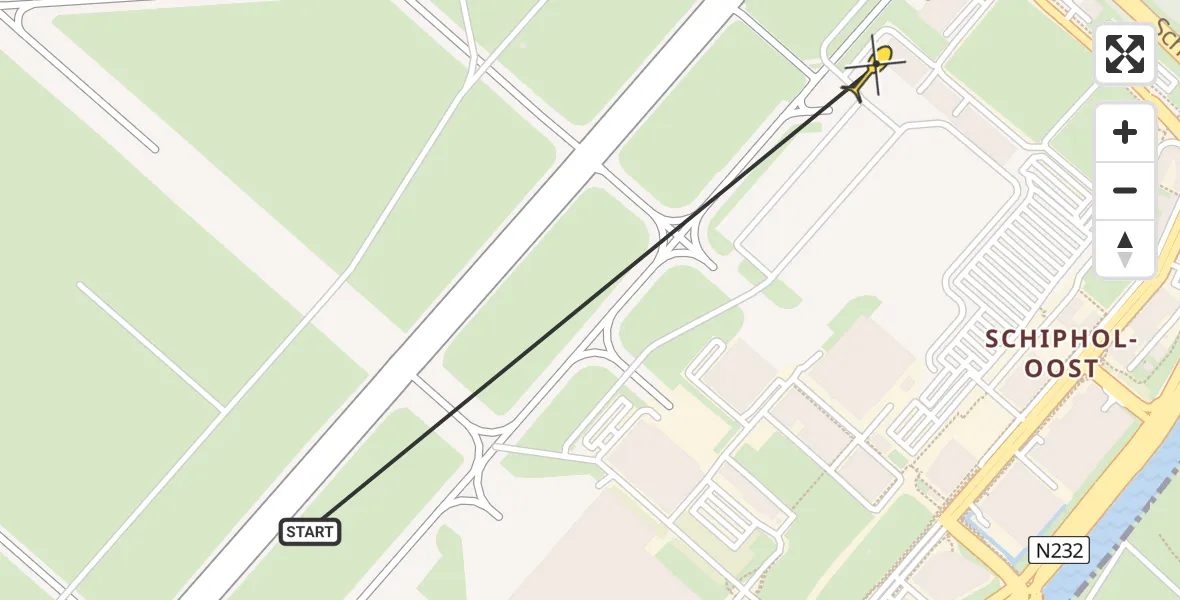 Vluchtroute Politiehelikopter van Schiphol naar Schiphol