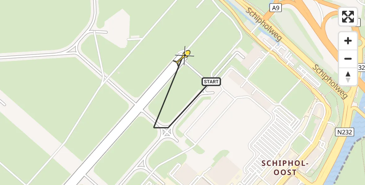 Vluchtroute Politiehelikopter van Schiphol naar Schiphol