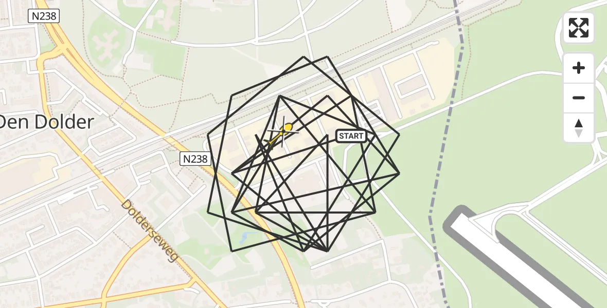 Routekaart van de vlucht: Politiehelikopter naar Den Dolder
