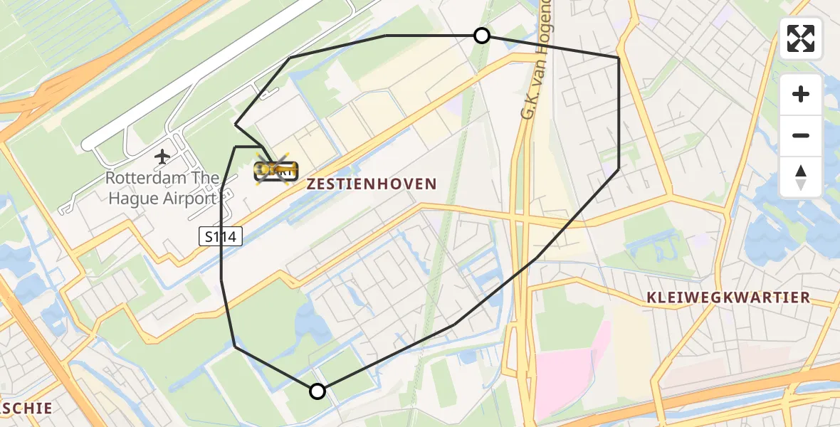 Vluchtroute Traumahelikopter Rotterdam The Hague Airport - Rotterdam The Hague Airport, 26 mei 2023, 12:01