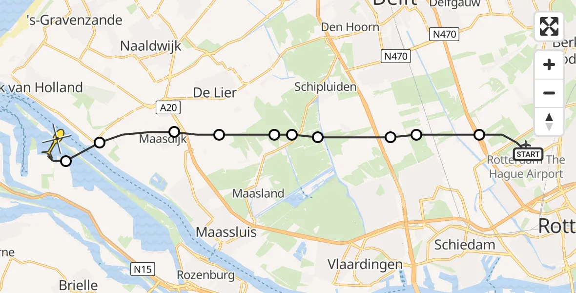 Routekaart van de vlucht: Lifeliner 2 naar Europoort