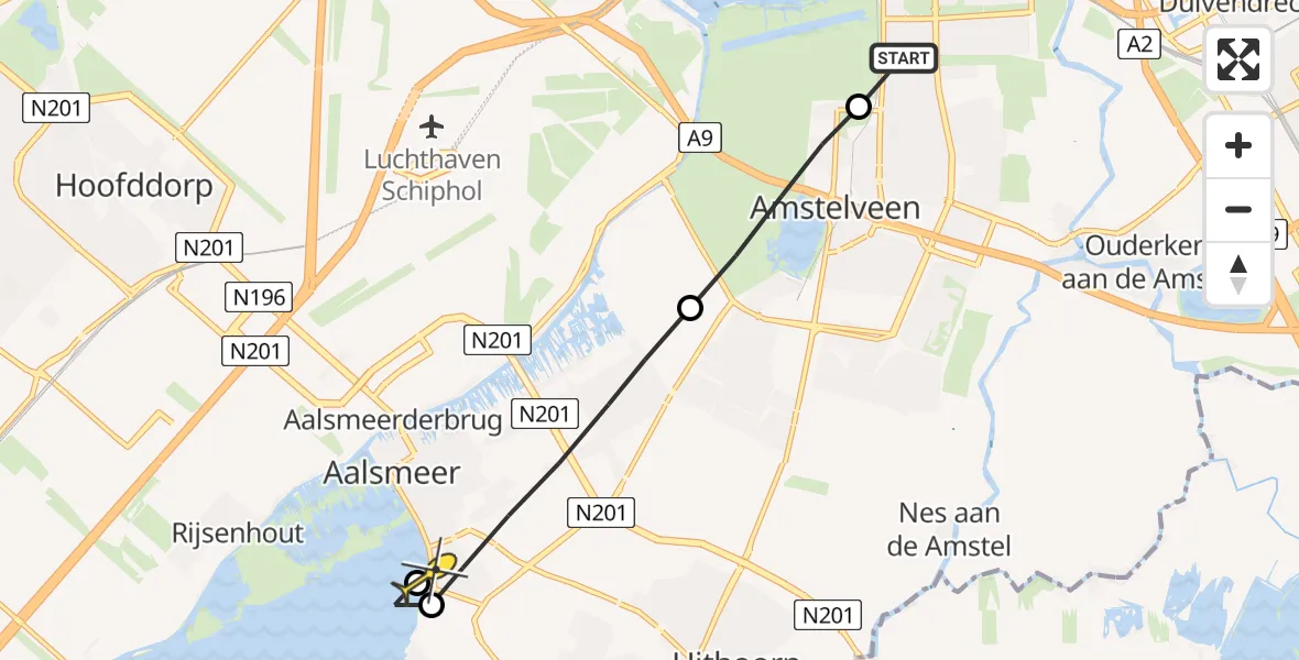 Routekaart van de vlucht: Lifeliner 1 naar Aalsmeer