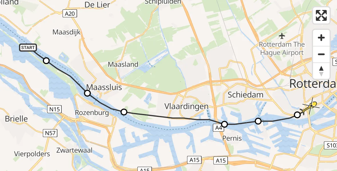 Routekaart van de vlucht: Lifeliner 2 naar Erasmus MC