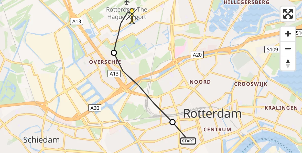 Routekaart van de vlucht: Lifeliner 2 naar Rotterdam The Hague Airport