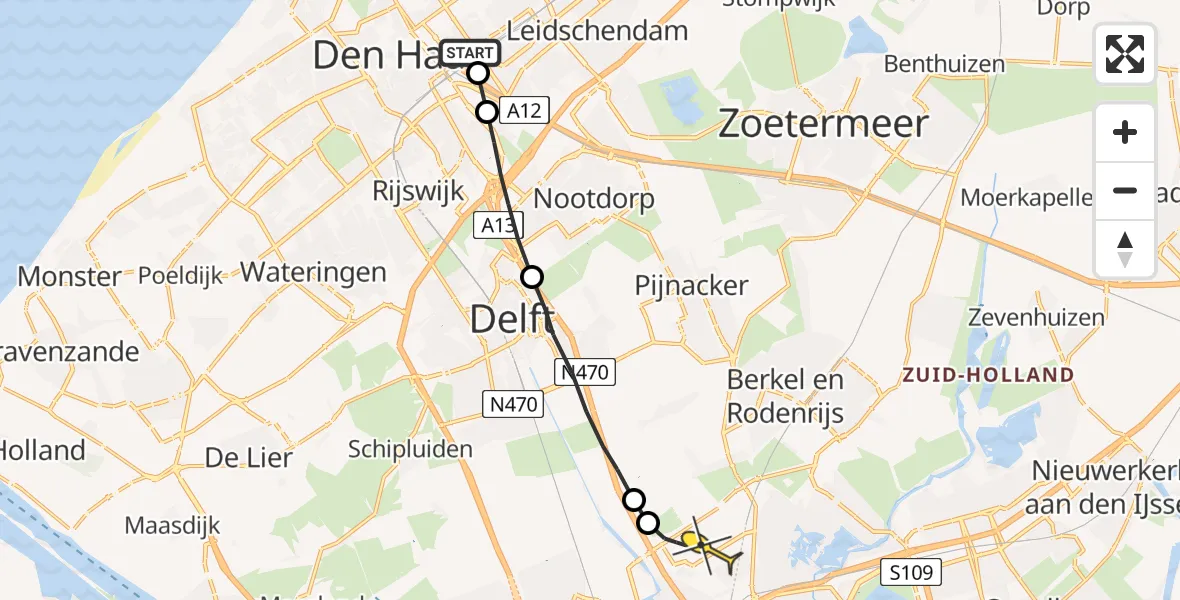 Routekaart van de vlucht: Lifeliner 2 naar Rotterdam The Hague Airport