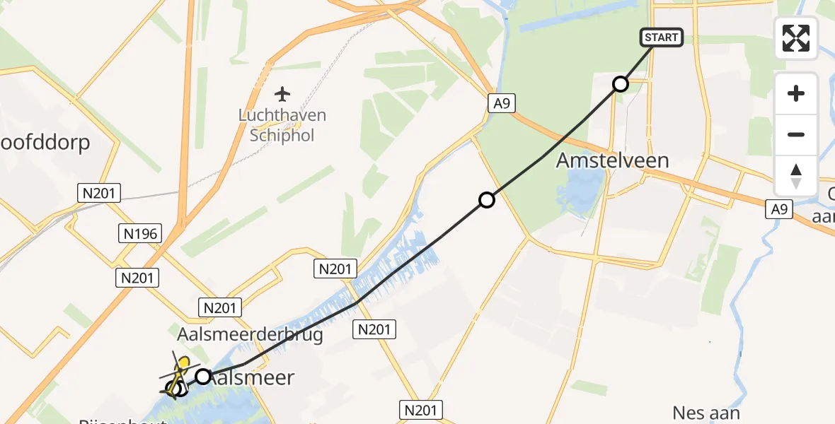 Routekaart van de vlucht: Lifeliner 1 naar Rijsenhout