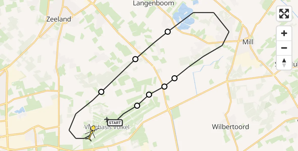 Routekaart van de vlucht: Lifeliner 3 naar Vliegbasis Volkel