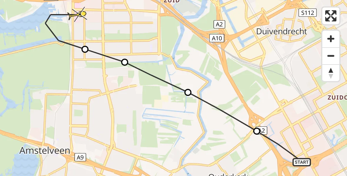 Routekaart van de vlucht: Lifeliner 1 naar VU Medisch Centrum Amsterdam