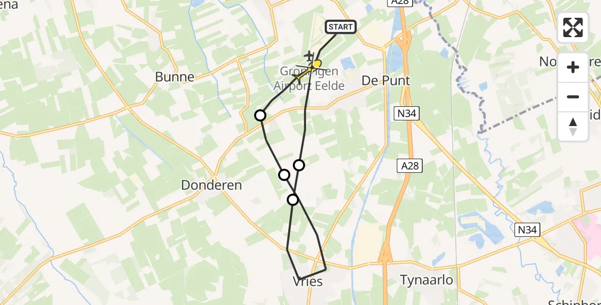 Routekaart van de vlucht: Lifeliner 4 naar Groningen Airport Eelde