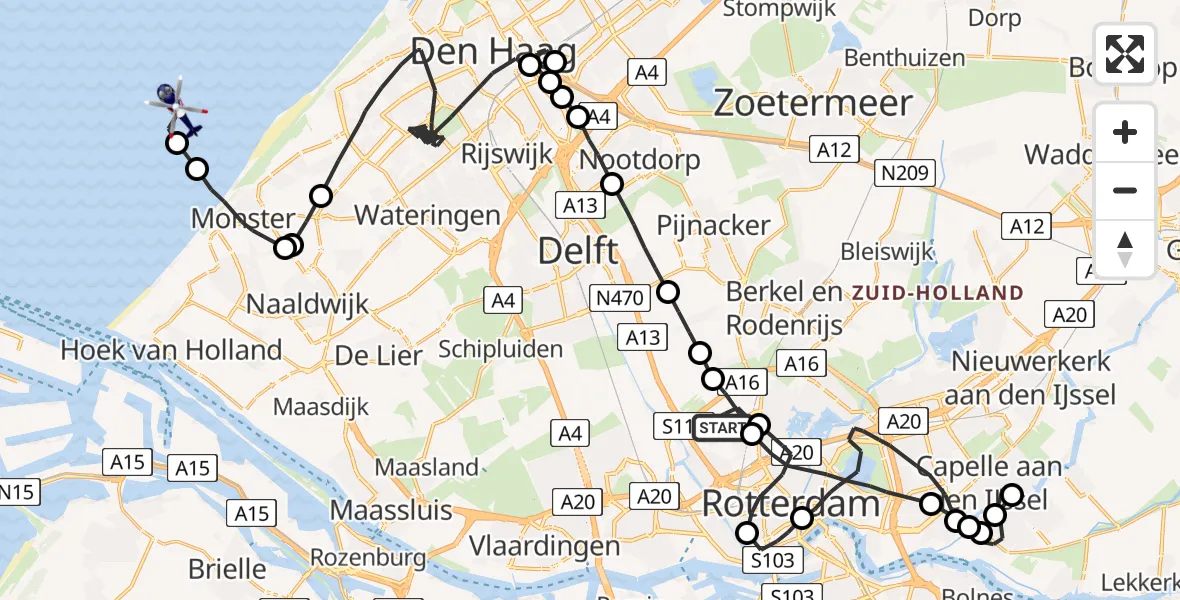Vluchtroute Politiehelikopter Rotterdam The Hague Airport - , 27 mei 2023, 07:16