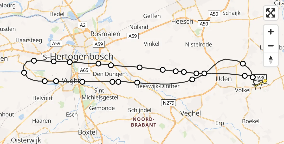 Routekaart van de vlucht: Lifeliner 3 naar Vliegbasis Volkel