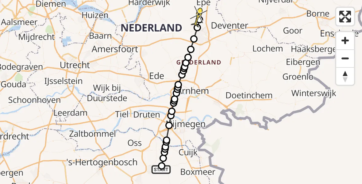 Routekaart van de vlucht: Lifeliner 3 naar Vaassen