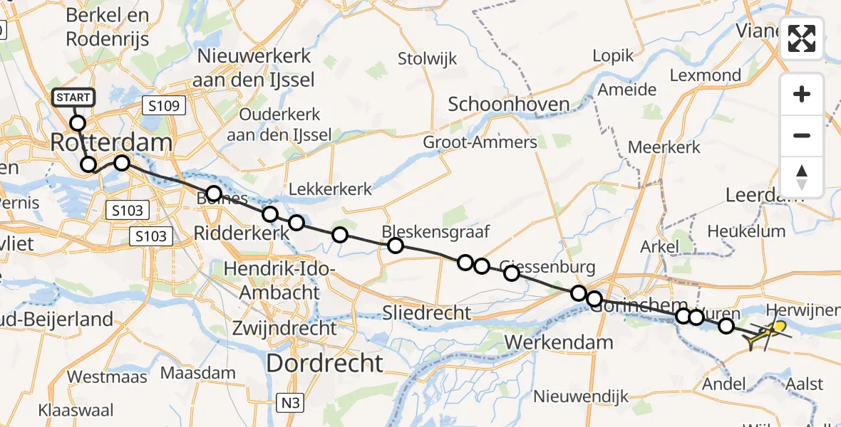 Routekaart van de vlucht: Lifeliner 2 naar Brakel