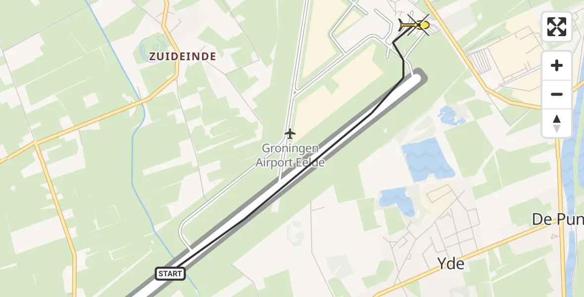 Routekaart van de vlucht: Lifeliner 4 naar Groningen Airport Eelde