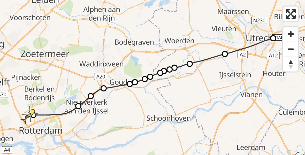 Routekaart van de vlucht: Lifeliner 2 naar Rotterdam The Hague Airport