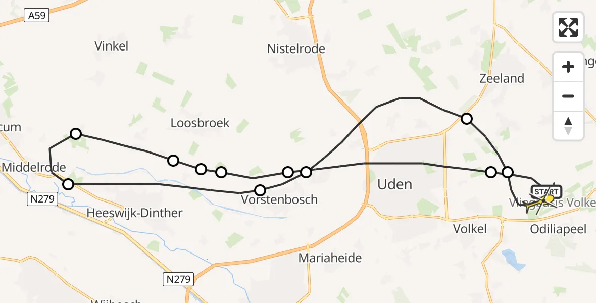 Routekaart van de vlucht: Lifeliner 3 naar Vliegbasis Volkel