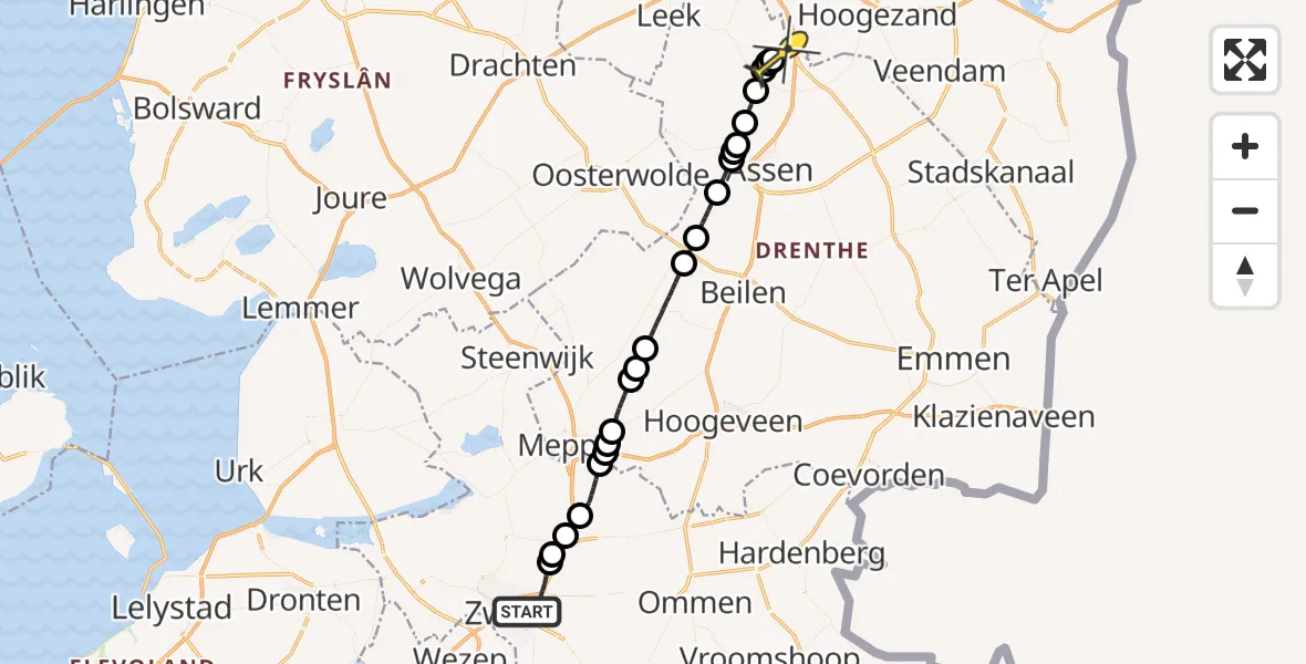 Routekaart van de vlucht: Lifeliner 4 naar Groningen Airport Eelde