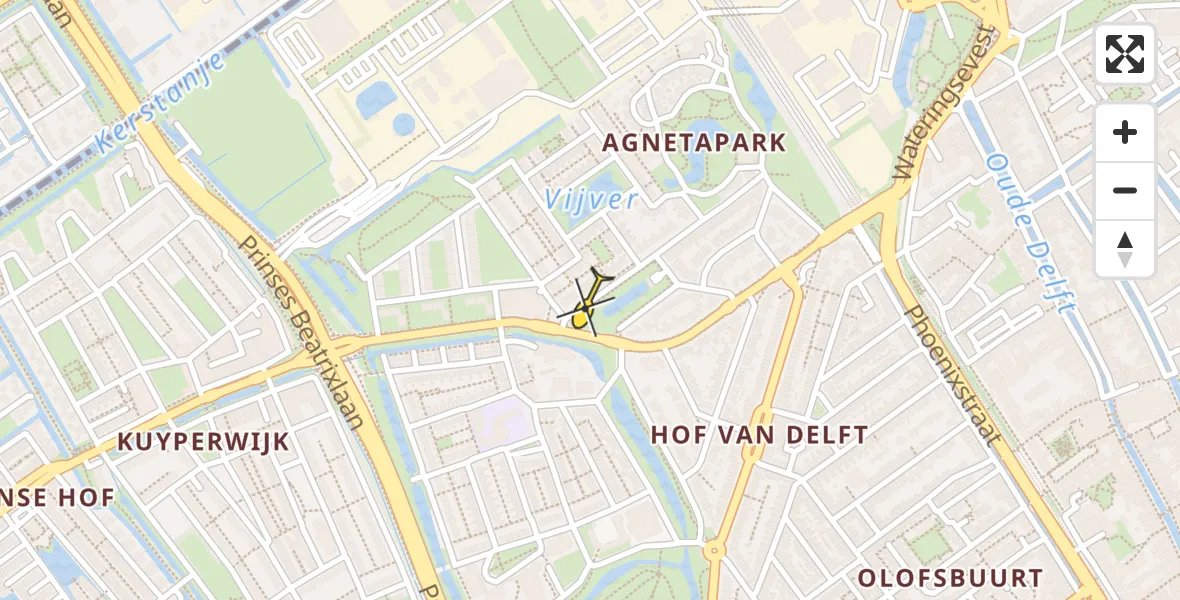 Routekaart van de vlucht: Lifeliner 1 naar Delft