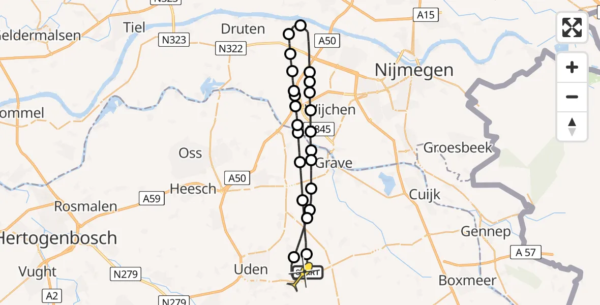 Routekaart van de vlucht: Lifeliner 3 naar Vliegbasis Volkel