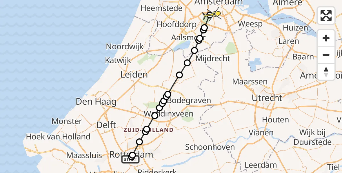 Routekaart van de vlucht: Lifeliner 1 naar VU Medisch Centrum Amsterdam