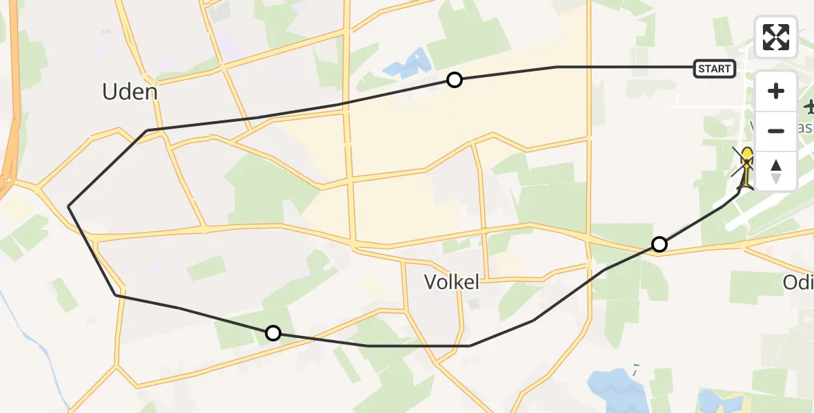 Routekaart van de vlucht: Lifeliner 3 naar Vliegbasis Volkel