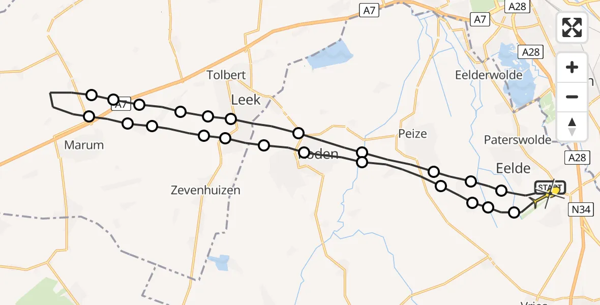 Routekaart van de vlucht: Lifeliner 4 naar Groningen Airport Eelde