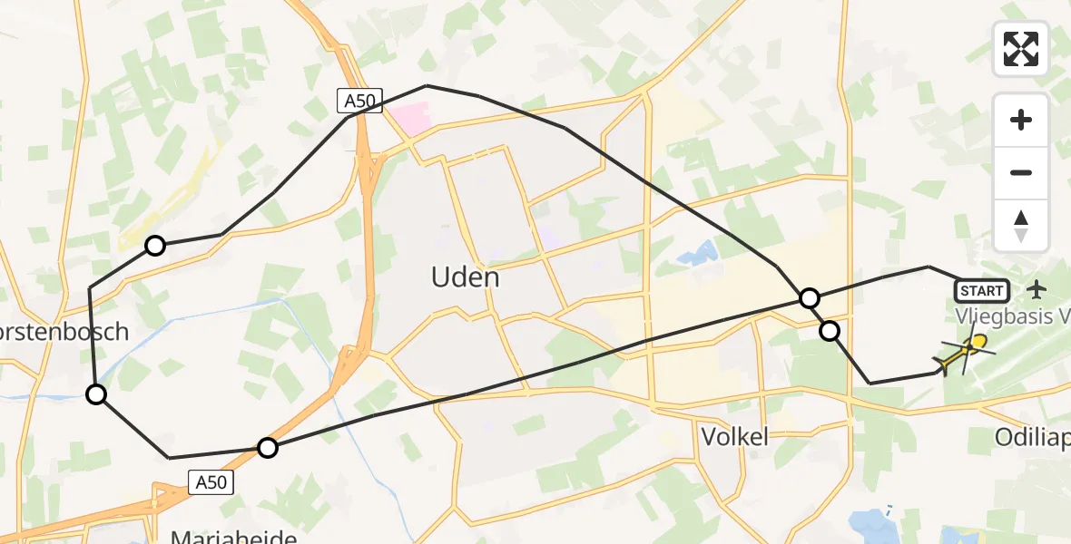 Routekaart van de vlucht: Lifeliner 3 naar Vliegbasis Volkel