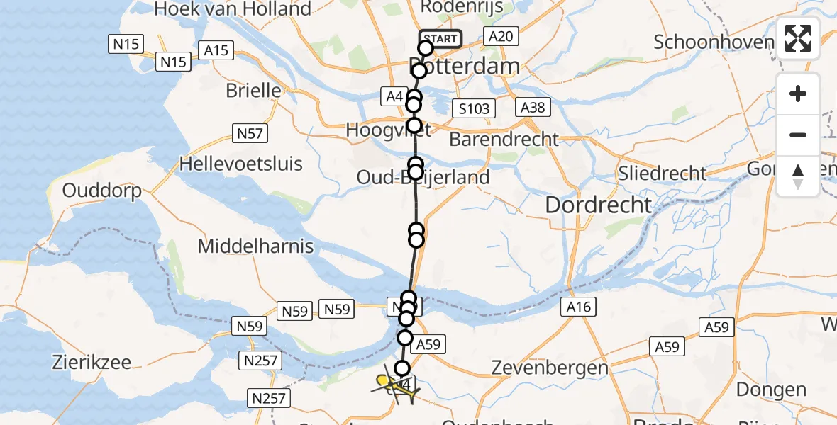 Routekaart van de vlucht: Lifeliner 2 naar Dinteloord