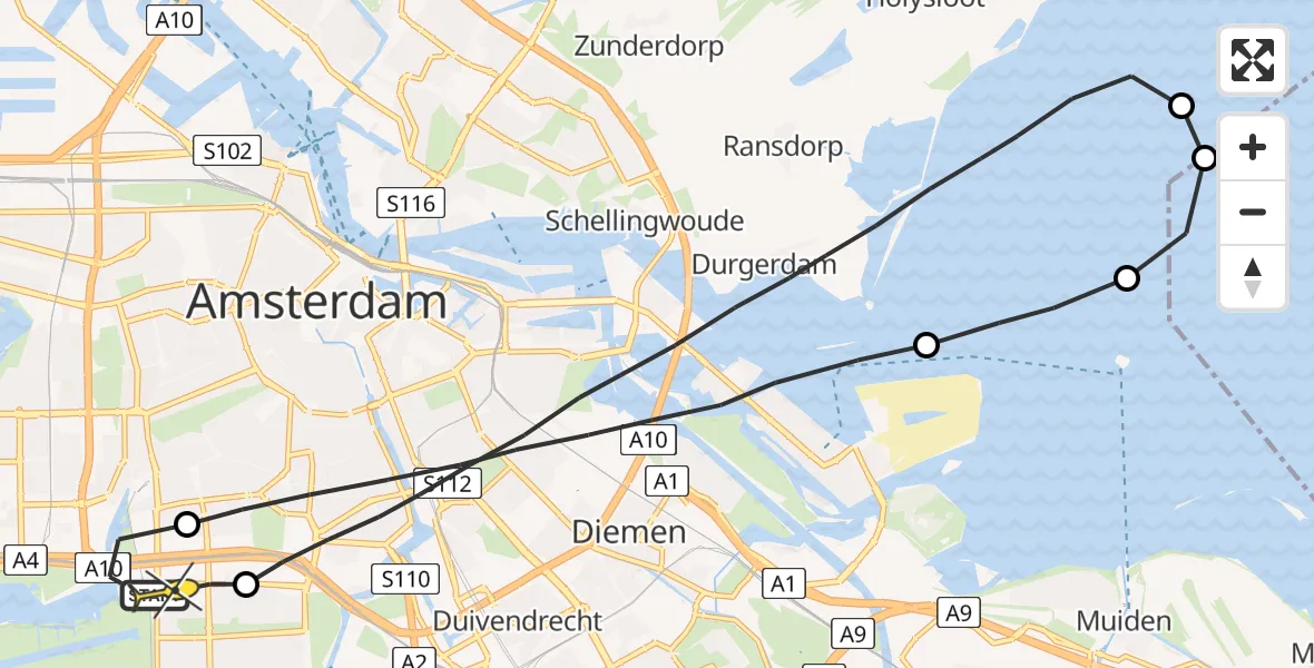 Routekaart van de vlucht: Lifeliner 1 naar VU Medisch Centrum Amsterdam