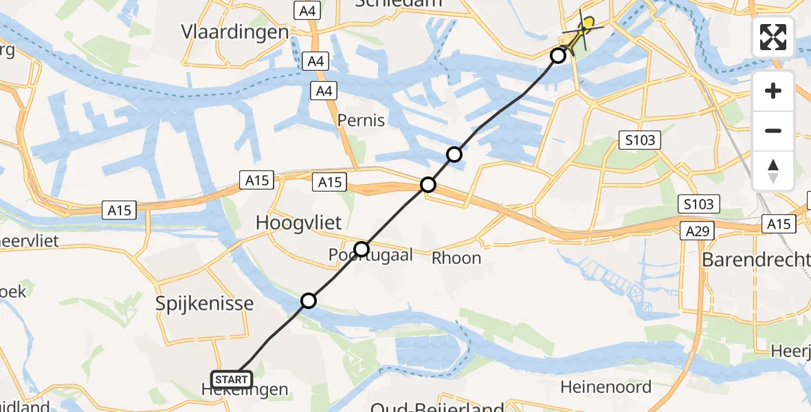 Routekaart van de vlucht: Lifeliner 2 naar Erasmus MC