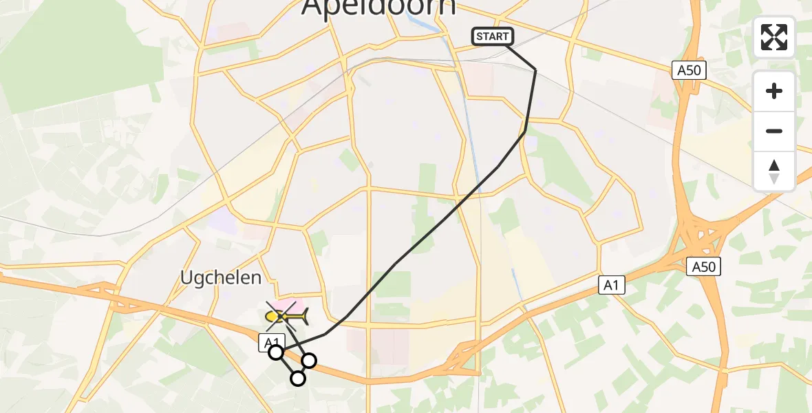 Routekaart van de vlucht: Lifeliner 3 naar Apeldoorn