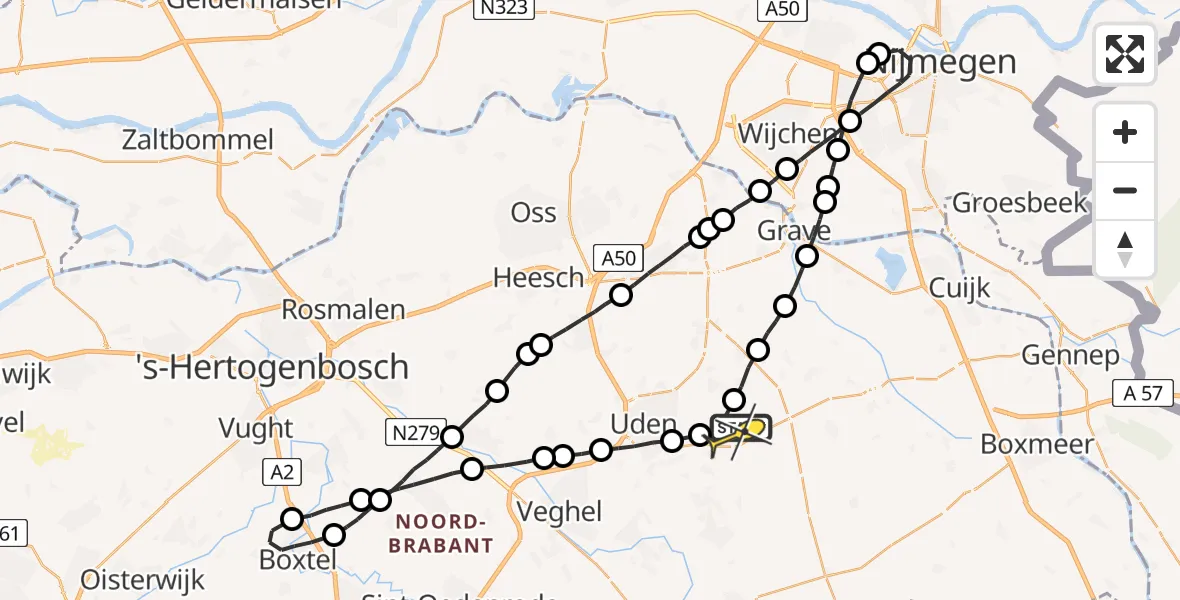 Routekaart van de vlucht: Lifeliner 3 naar Vliegbasis Volkel