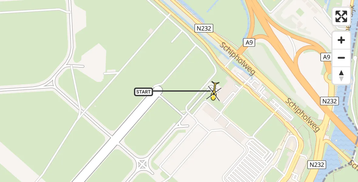 Vluchtroute Politiehelikopter van Schiphol naar Schiphol