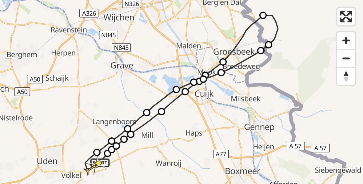 Routekaart van de vlucht: Lifeliner 3 naar Vliegbasis Volkel