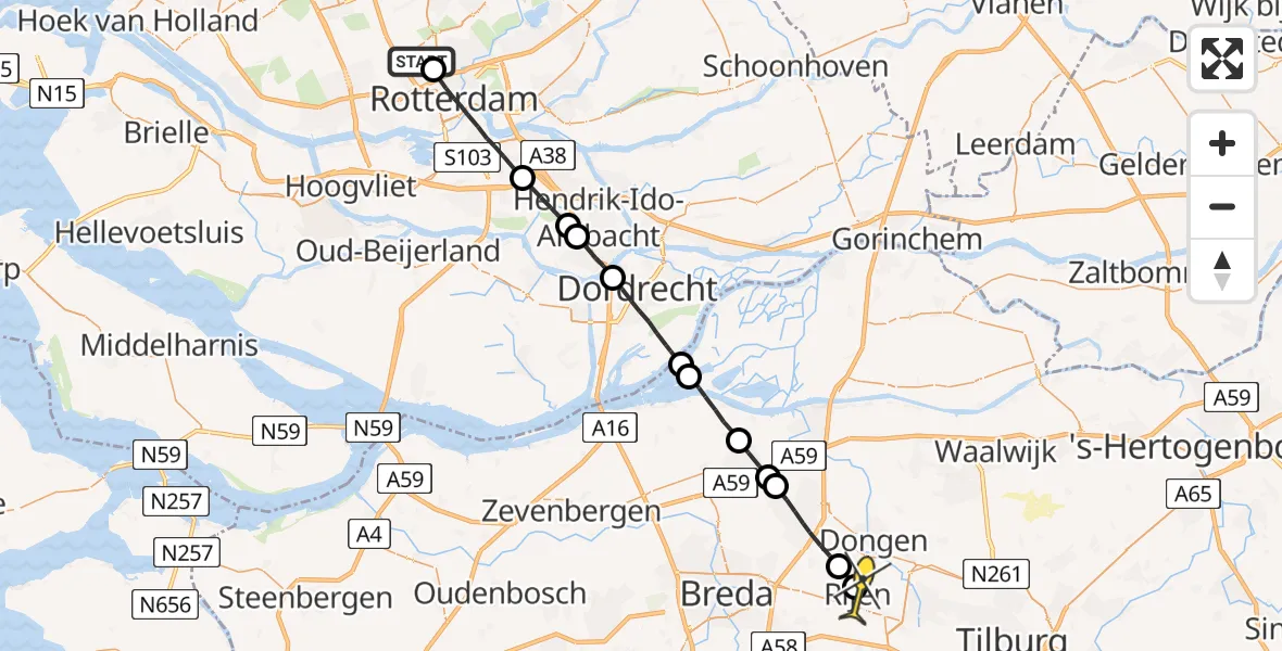 Routekaart van de vlucht: Lifeliner 2 naar Rijen
