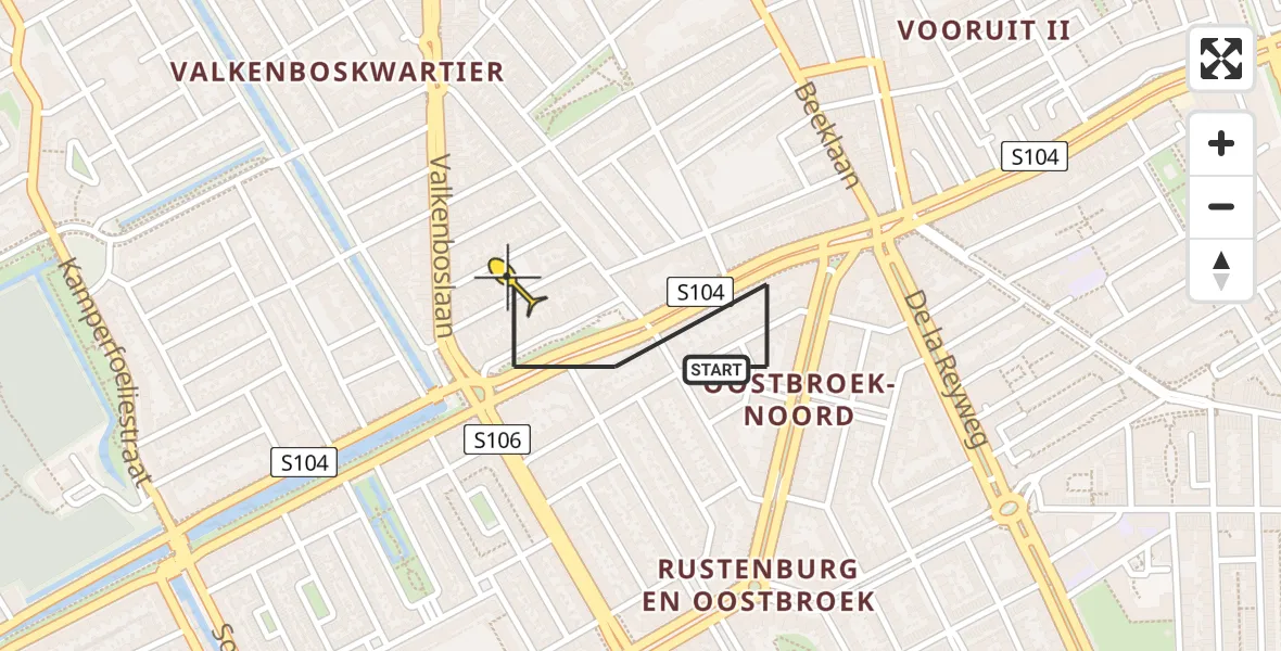 Vluchtroute Politiehelikopter van Den Haag naar Den Haag